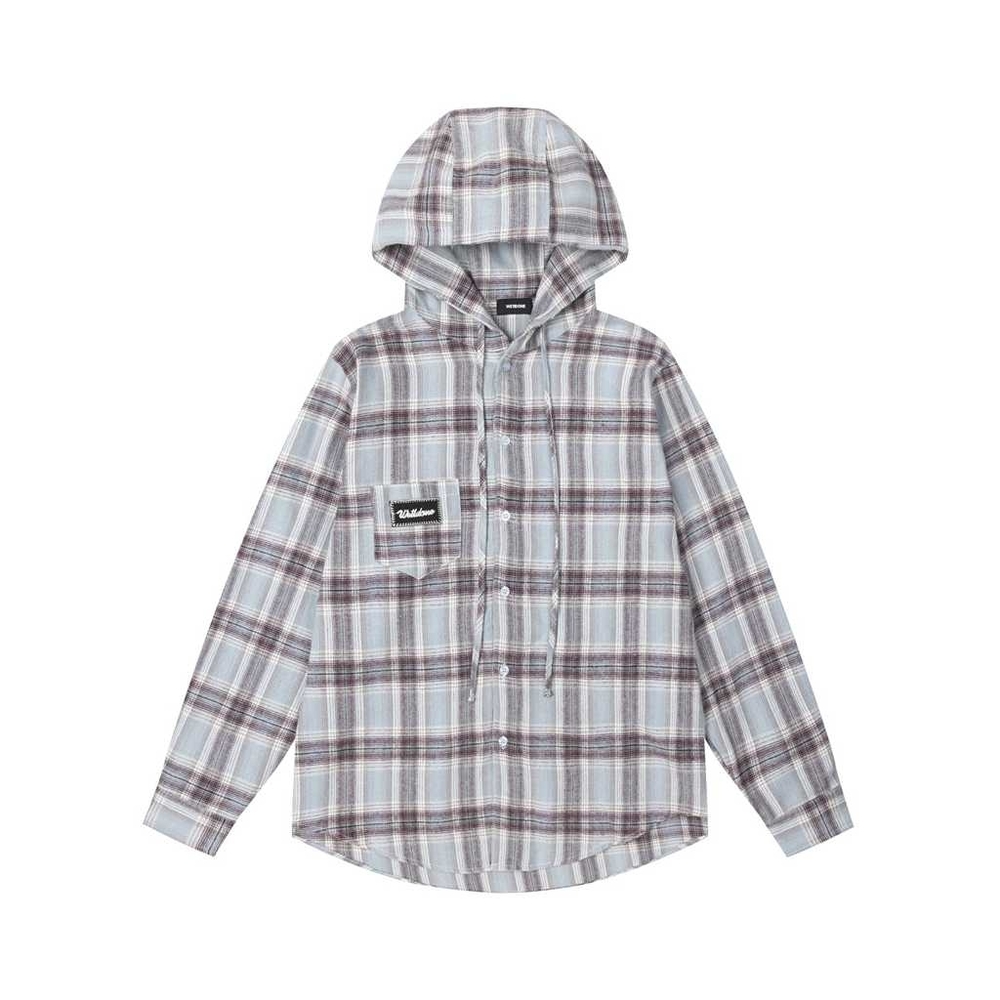 WELLDONE vintage hooded plaid shirt